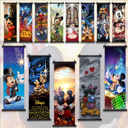 Disney Mickey Mouse Wallpaper Wall Artwork Canvas Hanging Scroll Poster Painting Print Home Decoration Art Child Birthday Gift
