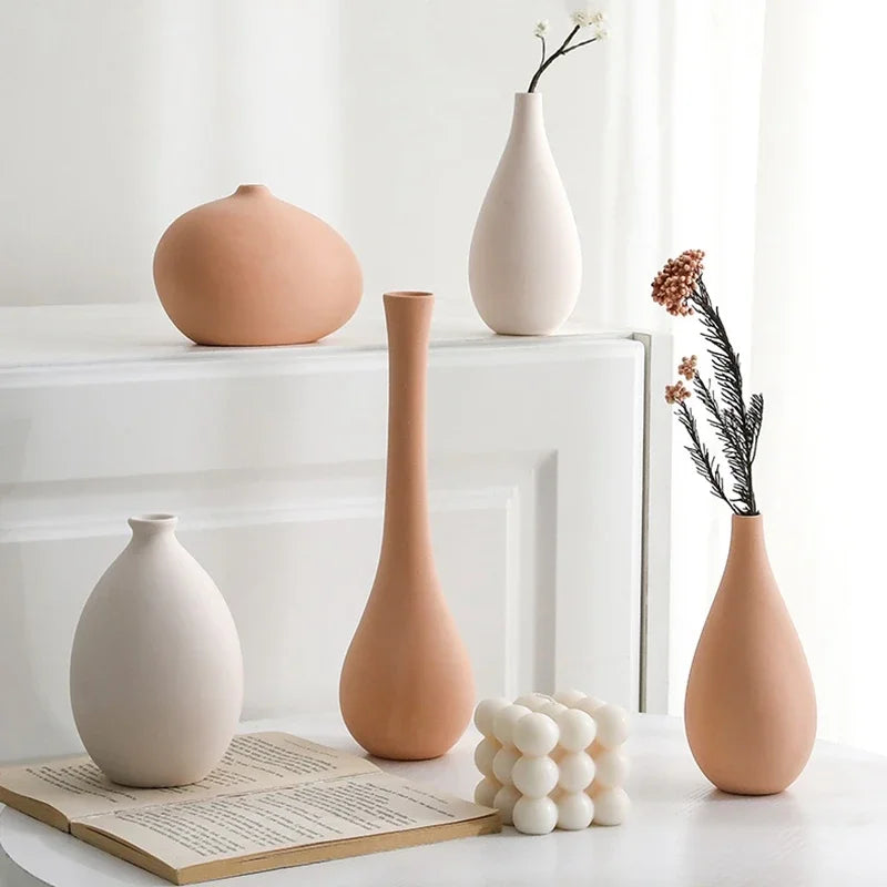 Minimalism Ceramic Vases Nordic Art Flower Bottle Desktop Ornament Living Room Office Desktop Vase Table Decor Accessories Ваза