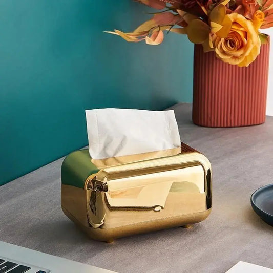 Fashionable Luxury Gold Tissue Box Series Storage Napkin Holder Paper Box Decoration Desktop Tissue Holder Kitchen Tissue Box