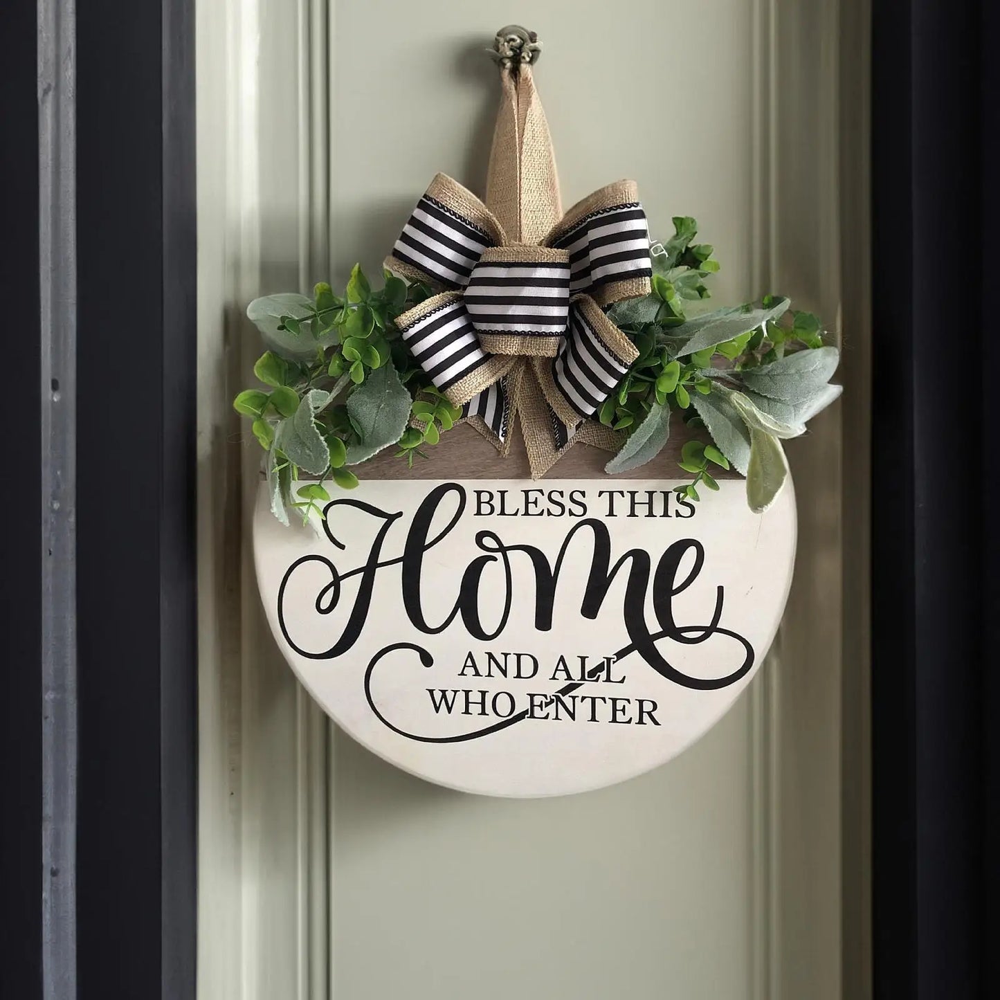 Front Door Welcome Sign Porch Decoration Decorative Rustic 30cm with Hanging