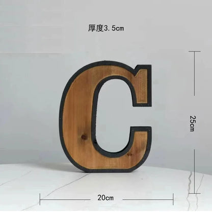 Industrial Style Uppercase English Letter Combination Distressed Solid Wood Bar Ornaments Cafe Shop Logo Decor Desktop Crafts