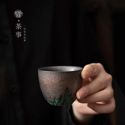 Gilt Ceramic Teacup Tea Cup Japanese Kung Fu Tea Set Ceramic and Pottery Household Retro Master Cup Teaware Kitchen Dining Bar