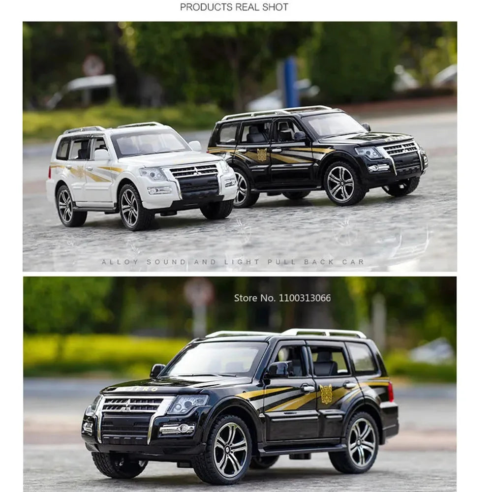 1:32 Mitsubishi Pajero Lancer Evolution IX SUV Alloy Toy Cars Models Sound Light Toys Pull Back Off Road Boys Gifts Collection