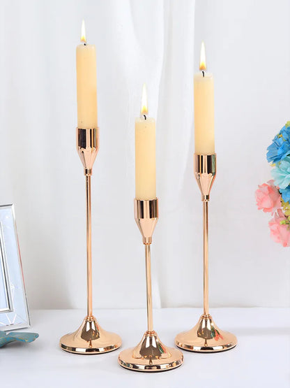 3Pcs/Set European style Metal Candle Holders Candlestick Fashion Wedding Table Candle Stand Exquisite Candlestick Christmas Tabl