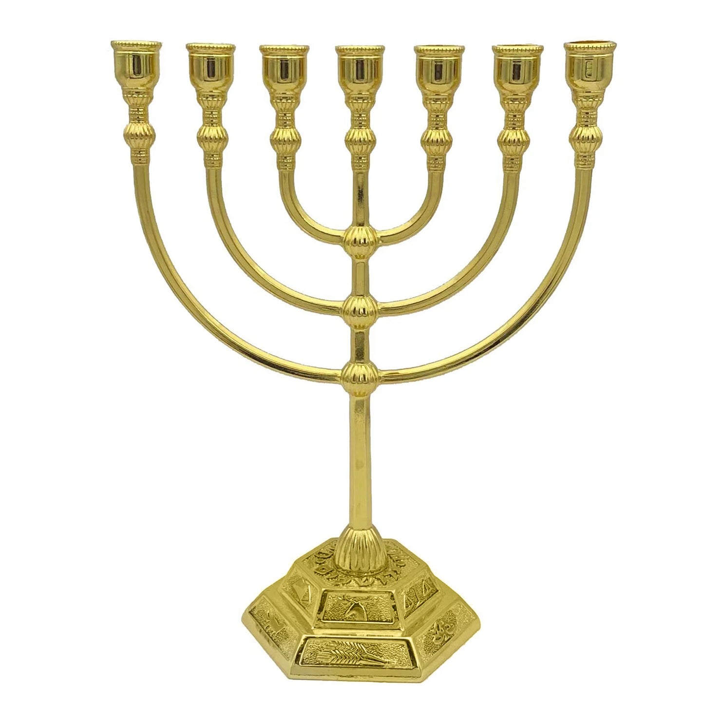 6.69-inch Height Antique Hanukkah Candle Stand 7 Branch Menorah Candle Holder Jerusalem Temple for Jewish Holiday Party Decor