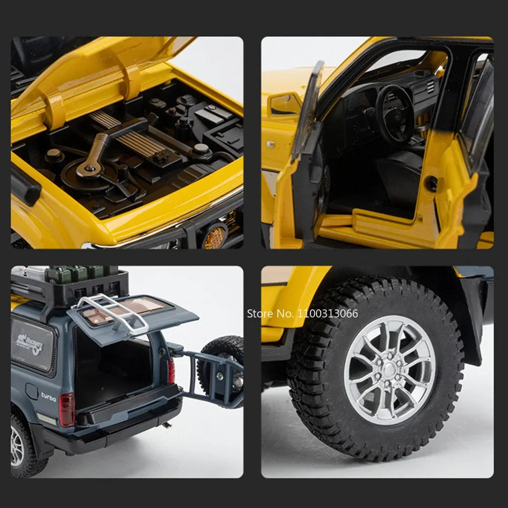 1:24 Alloy Diecast Land Cruiser LC80 Car Toy Model with Light Music Off-road Wheel Pull Back Vehicle Kids Children's Day Gift