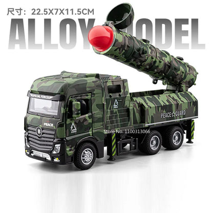 1:32 Intercontinental Missile Vehicles Toy Cars Models with Pull Back Light Sound Miniature Armored Car Boys Educational Toys