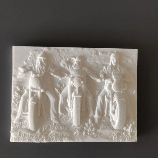 【Motorcycle Rider】Nordic Plaster Relief Painting Home Art Decorations Desktop Decoration Creative Room Luxury Decor Modern Gift