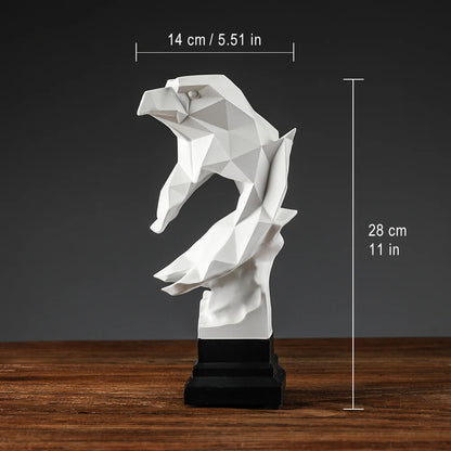 Modern American Bald Eagle Family Statue in Rustic Home Decor White 3D Sculptures Figurines Desk Table Decoration Accessories
