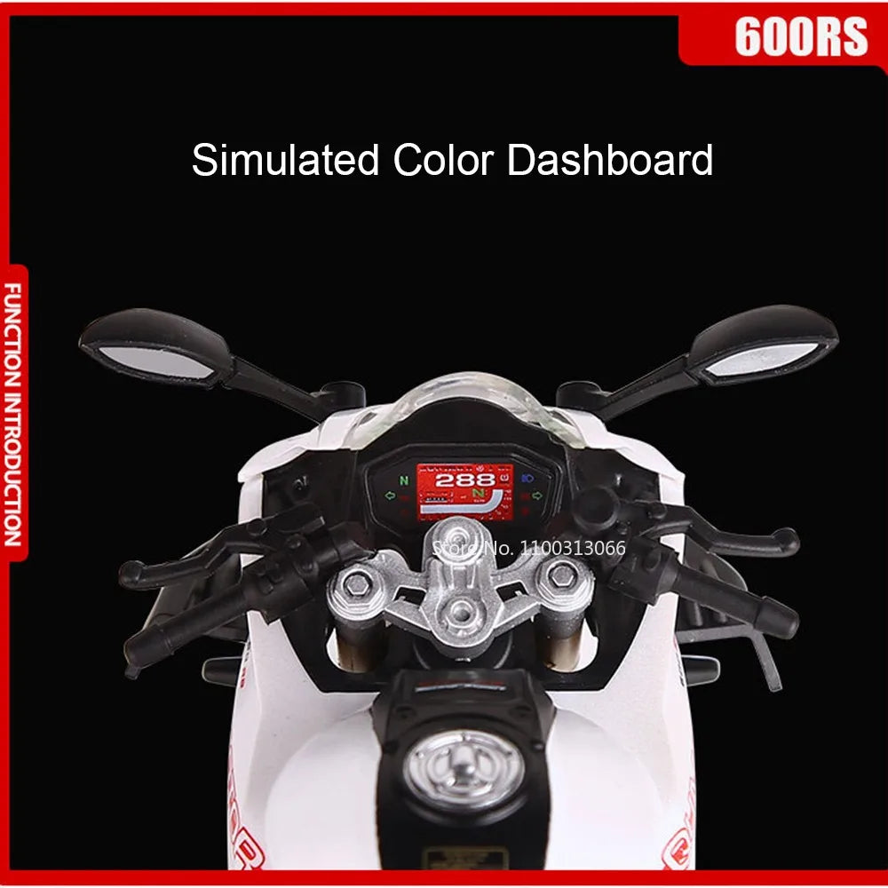 1:12 600RS Spring Breeze 450SR Motorcycles Toys Cars Models Rubber Tires Wheels Shock Absorption Miniature Vehicles Boys Gifts