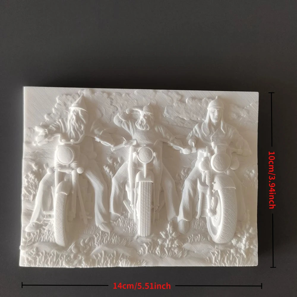 【Motorcycle Rider】Nordic Plaster Relief Painting Home Art Decorations Desktop Decoration Creative Room Luxury Decor Modern Gift