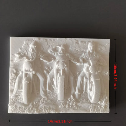 【Motorcycle Rider】Nordic Plaster Relief Painting Home Art Decorations Desktop Decoration Creative Room Luxury Decor Modern Gift