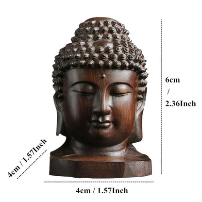 Statue Sakyamuni en bois de 2.36 pouces, 6cm, Statue de bouddha en bois, Figurines Tathagata créatives, artisanat de tête de bouddha indien en acajou