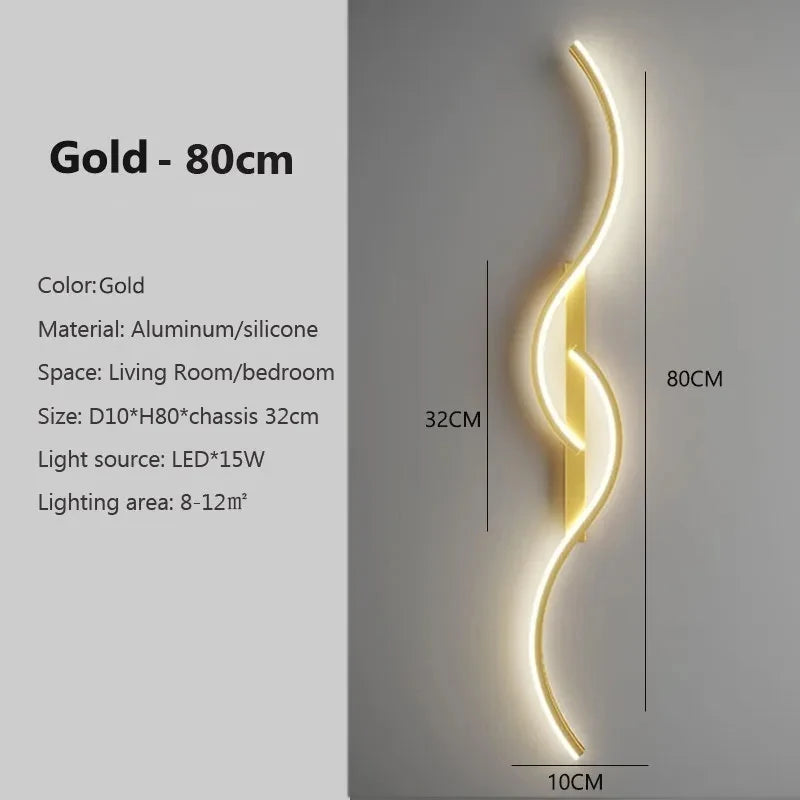 Modern LED Wall Sconce Strip Aluminum Wall Lamp 60/80/100CM For Bedroom Bedside Living Room Background Decor Lighting Fixtures
