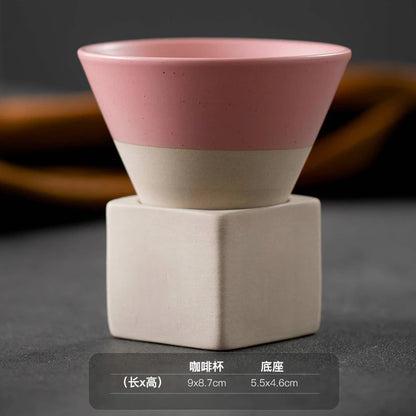 1pc Retro Japanese Triangular Cone Shape Pottery Tea Coffee Cup Pull Ceramic Mug Rough Latte Porcelain Cup For Home Office