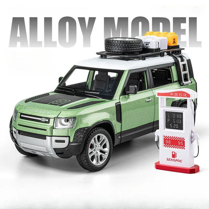 1:24 Land Rover Defender Model Car Toy Alloy Diecast Metal SUV Car Model with Removable Tools Off Road Vehicle for Boy Toys Gift