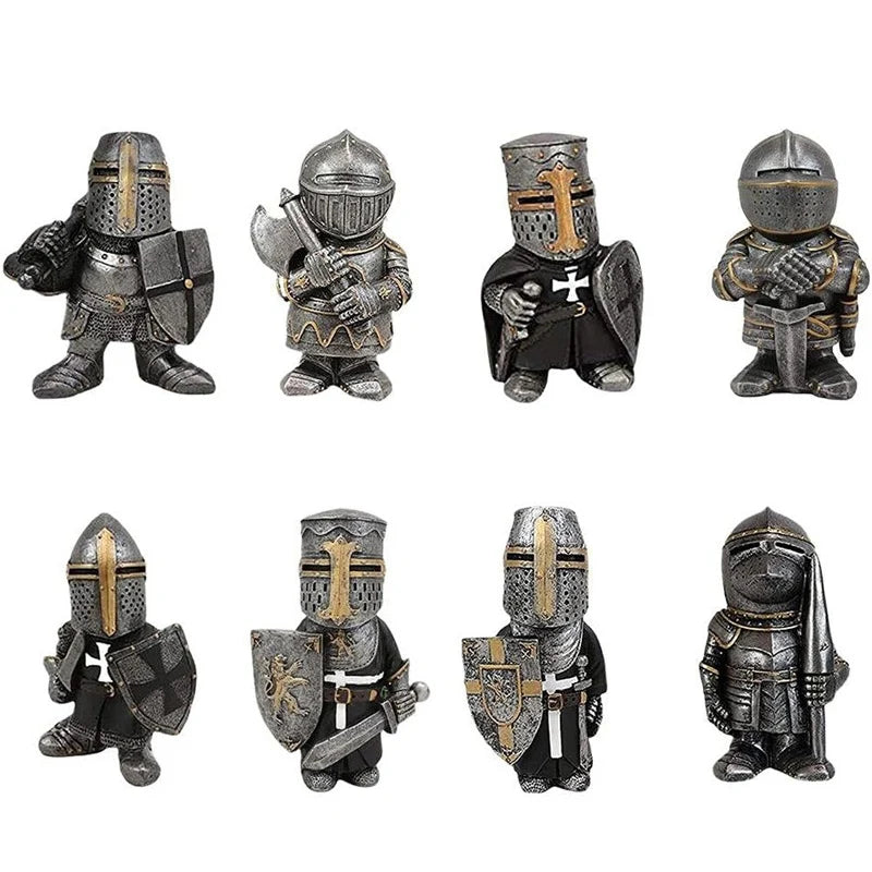 1pc Outdoor Garden Resin Statue Medieval Garden Knight Gnomes Guard Statues Sculpture for Yard Lawn Art Decor Ornaments
