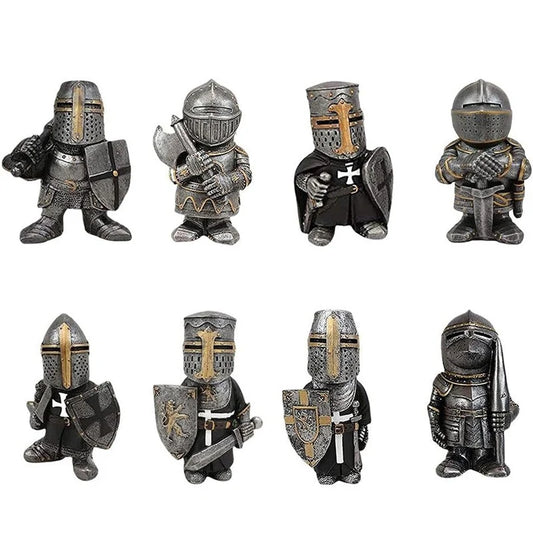 1pc Outdoor Garden Resin Statue Medieval Garden Knight Gnomes Guard Statues Sculpture for Yard Lawn Art Decor Ornaments
