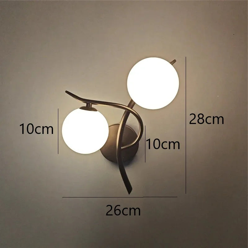 Nordic Modern Iron Wall Lamps LED Bedroom Bed Lamp Learning Corridor Room Indoor Wall Lights Glass Ball Decor Light Fixtures G9