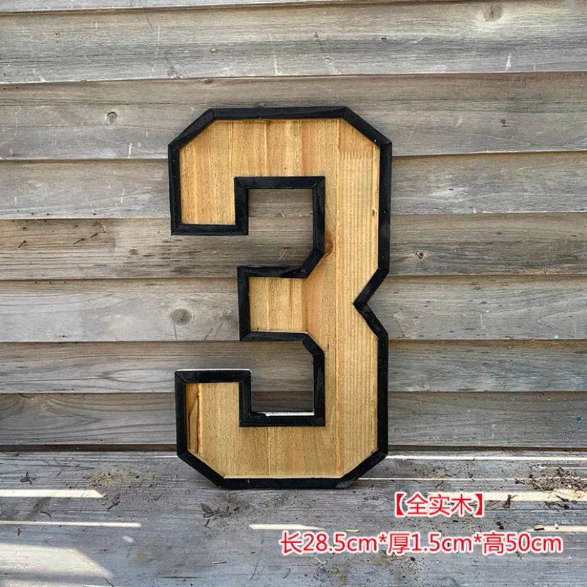 Uppercase English Letter Combination Distressed Solid Wood Bar Ornaments Cafe Shop Logo Decor Desktop Crafts Art Decoration