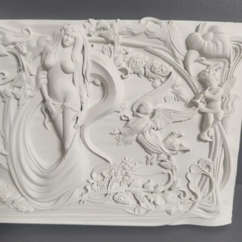 Gypsum Abstract Art Ornament "Mermaid" European Style Creative Relief Niche Home Accessories Ins Style Desktop Statue Ornaments