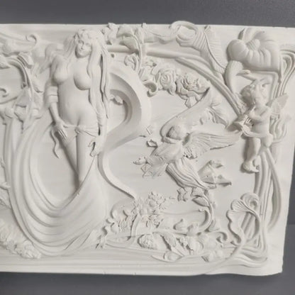 Gypsum Abstract Art Ornament "Mermaid" European Style Creative Relief Niche Home Accessories Ins Style Desktop Statue Ornaments