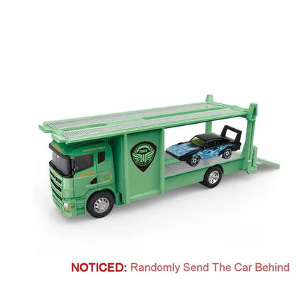 1: 64 Container Trailer Toys Alloy Models Cars Doors Opened Pull Back Miniature Flatbed Transport Vehicles Boys Festival Gifts