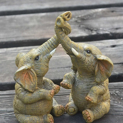 Elephant Couple Figurine Elephant Couple Statue Elephant Ornaments For Home Deskpot Cupboard Props Decor Accessories