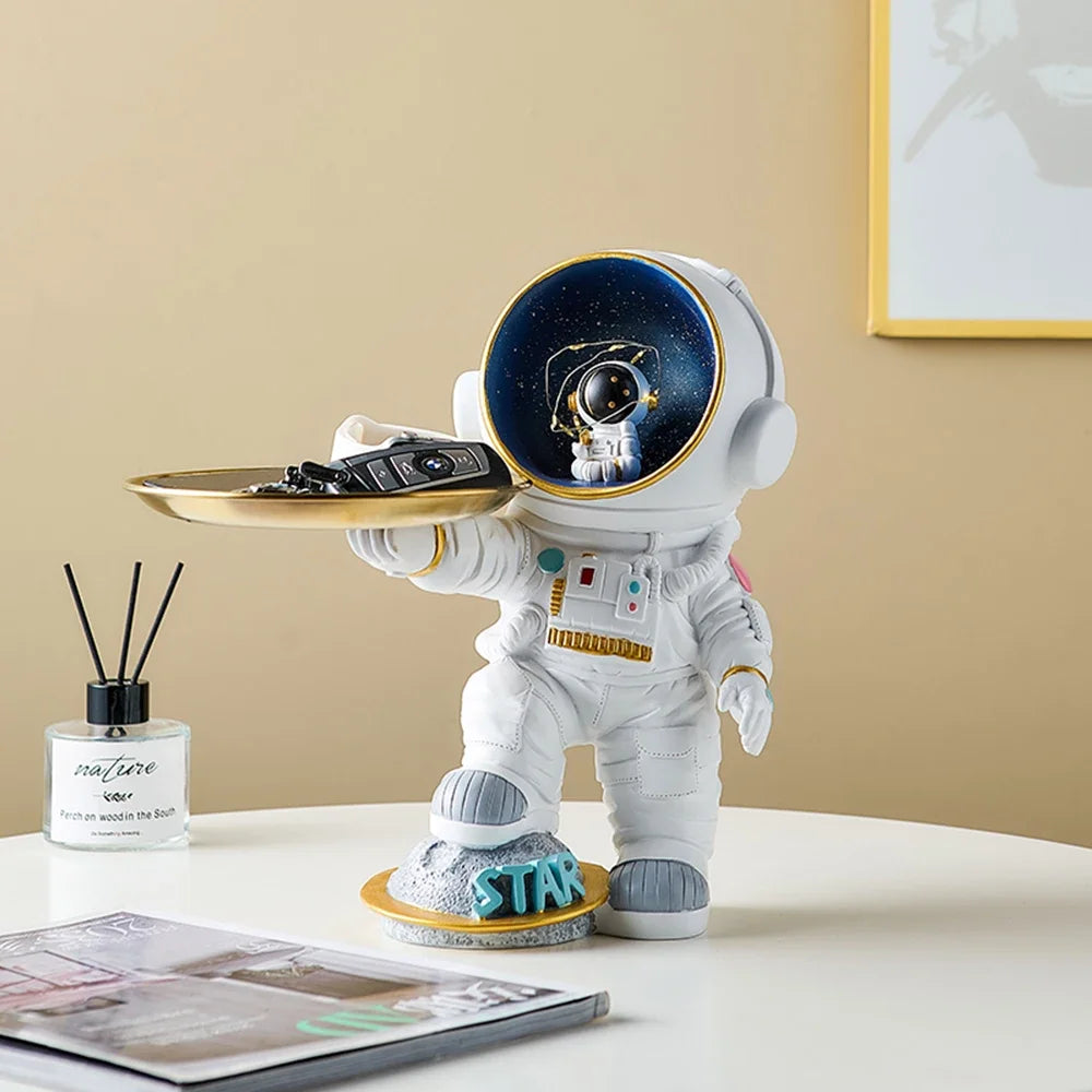 Lovely Astronaut Figurine Storage Ornament Resin Sculpture Home Decor Accessories Room Decor Night Light Sundries Storage Gift