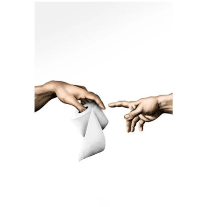 Hand of God and Adam Funny Toilet Paper Wash Room Bathroom Living Wall Art Home Decoration Retro Picture Canvas Painting Poster