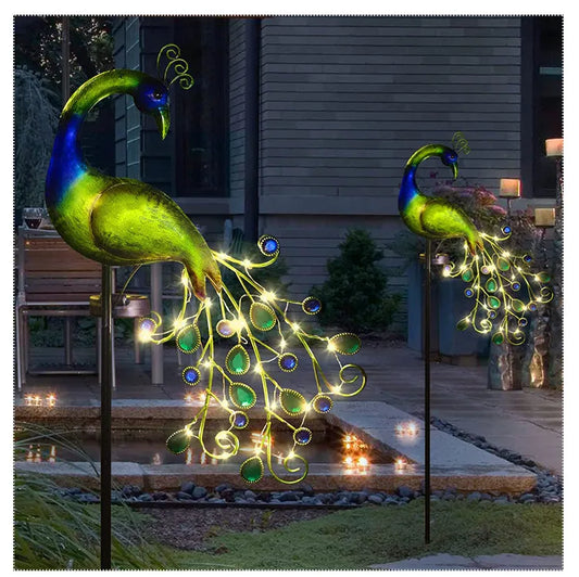 Solar Powered LED Lawn Light Peacock Waterproof Fairy Garden Decor Lamp For Pavilion Yard Landscape Garden Lawn Lights