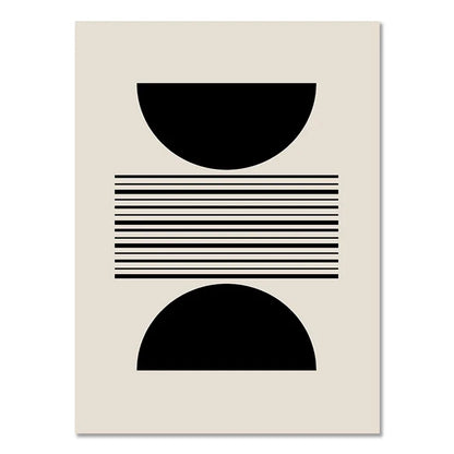 Abstract Boho Geometric Line Posters Black Beige Bohemian Wall Art Canvas Painting Print Picture for Living Room Home Decoration