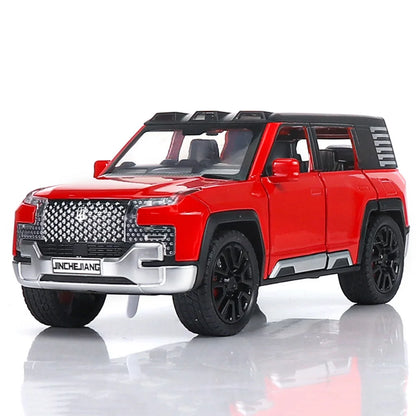 1/32 Alloy Model Cars BYD Look Up Off-road Vehicles Diecasts Model Toy 6 Doors Can Be Opened with Light Sound SUV for Boy Gifts