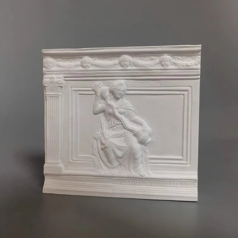 Temperance Mythological Plaster Relief Art Renaissance Style Sculpture Nordic Minimalist Desktop Art for Home Allegorical Decor