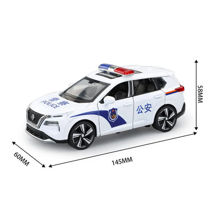 1:32 Scale Nissan X-TRAIL Models Toys Police Cars Alloy 6 Doors Opened Miniature Vehicles Pull Back Car Toy Children's Day Gifts