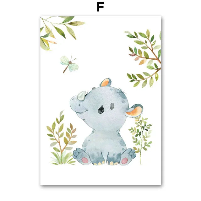 Lion Elephant Giraffe Monkey Zebra Nursery Wall Art Canvas Painting Jungle Animal Posters Prints Pictures Baby Kids Room Decor