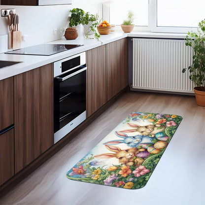 Happy Easter Rabbits Eggs Non-Slip Bathroom Mat Kitchen Bedroom Floormat Front Door Entrance Doormat Balcony Hallway Toilet Rug