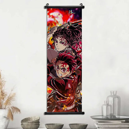 D-Demon Slayer Kamado Tanjirou Scroll Canvas Wall Hanging Painting Home Decor Anime Poster Wall Room Decoration Decro Wallpaper