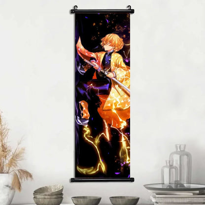 Demon Slayer Hashira Nezuko Agatsuma Zenitsu Inosuke Scroll Canvas Wall Hanging Painting Home Decor Anime Poster Wall Art Room