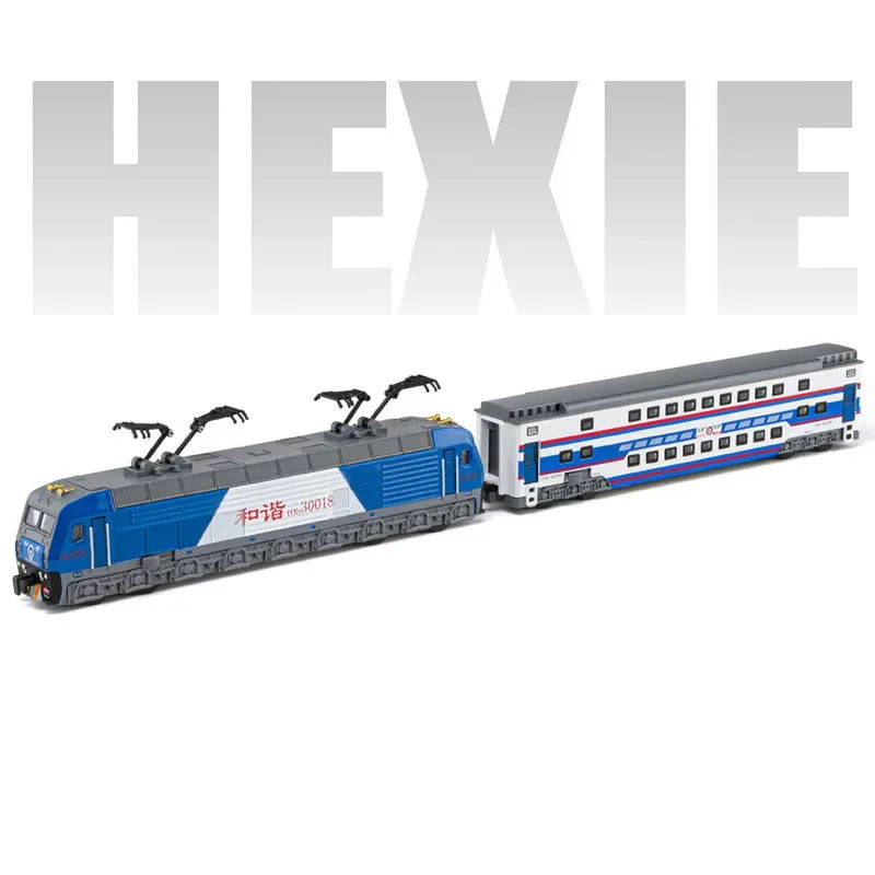 1:87 Scale DONGFENG HEXIE Train Models Cars Toy Alloy DIecast 4 Doors Opened Light Music Electric Trains Kids Educational Toys