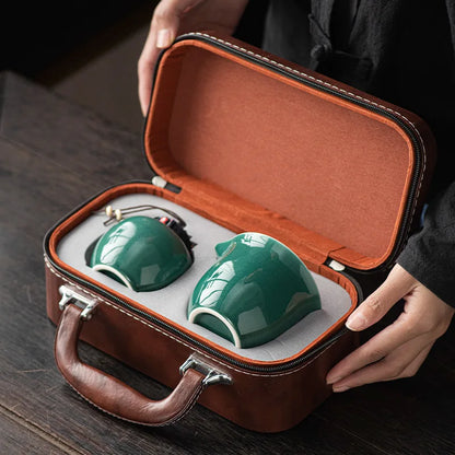 Travel Tea Set, Bowl Lid, Gaiwan,Tea Cup, Outdoor Kung Fu Tea Set, Portable Kuaike Cup, Sheep Fat Jade White Porcelain Gift