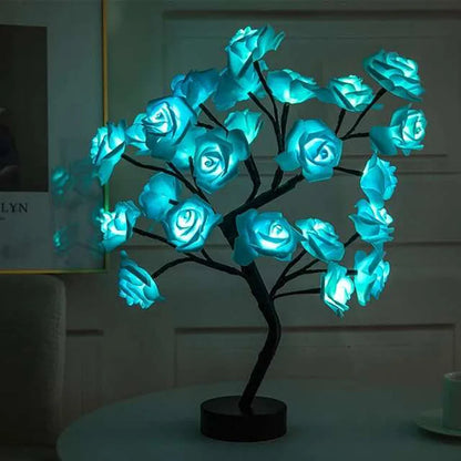 24 LED Rose Arbre Lumières USB Prise Lampe de Table Fée Fleur Veilleuse Pour La Maison Fête De Noël De Mariage Chambre Décoration Cadeau