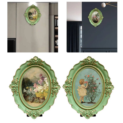 Bilderrahmen, ovaler Vintage-Fotorahmen für Tisch, Wandbehang, Heimdekoration
