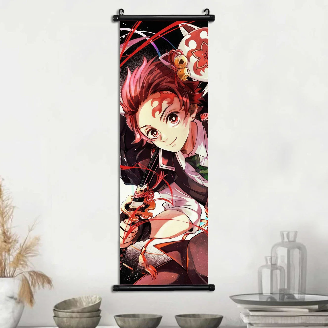 D-Demon Slayer Kamado Tanjirou Scroll Canvas Wall Hanging Painting Home Decor Anime Poster Wall Room Decoration Decro Wallpaper