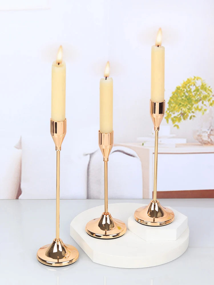 3Pcs/Set European style Metal Candle Holders Candlestick Fashion Wedding Table Candle Stand Exquisite Candlestick Christmas Tabl