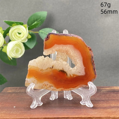 Natural Red Agate Crystal Cavity Stone - Energy Healing Reiki Meditation Beautiful Home Decor Gift for Prayer