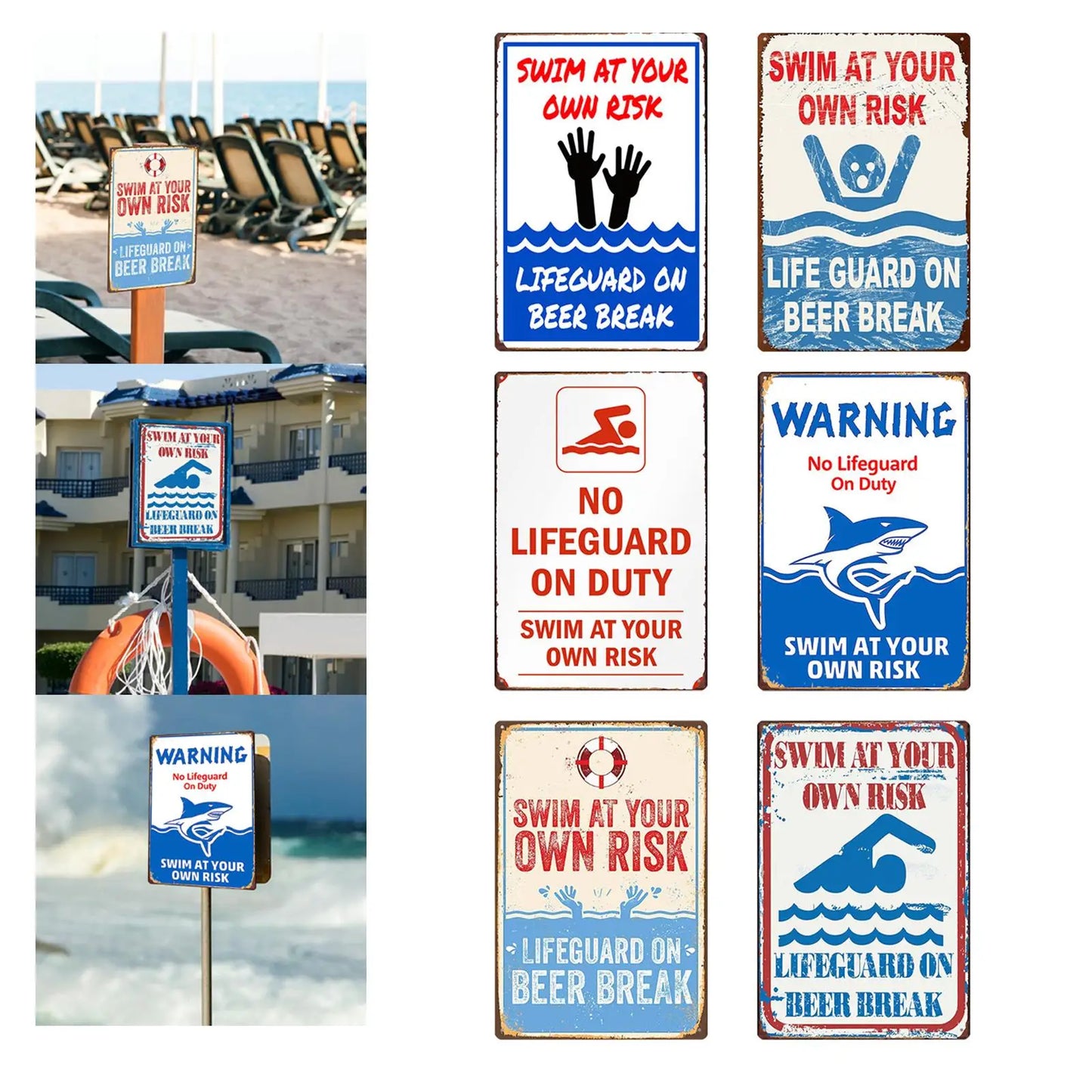 Swimming at Your Risk Risks Pool Pool Pool Sign Plate Plate Plate for Gardens Lakeside Beach