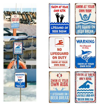 Swimming at Your Risk Risks Pool Pool Pool Sign Plate Plate Plate for Gardens Lakeside Beach