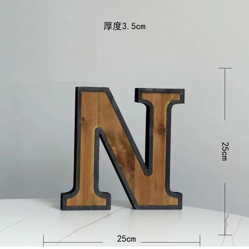 Industrial Style Uppercase English Letter Combination Distressed Solid Wood Bar Ornaments Cafe Shop Logo Decor Desktop Crafts