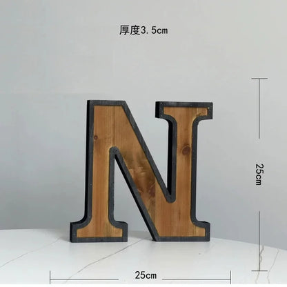 Industrial Style Uppercase English Letter Combination Distressed Solid Wood Bar Ornaments Cafe Shop Logo Decor Desktop Crafts
